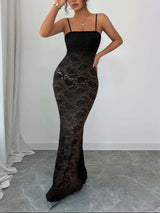 Lace Square Neck Maxi Cami Dress - Trendsi - Flyclothing LLC