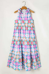 Floral Print Sleeveless Tiered Midi Dress - Trendsi - Flyclothing LLC