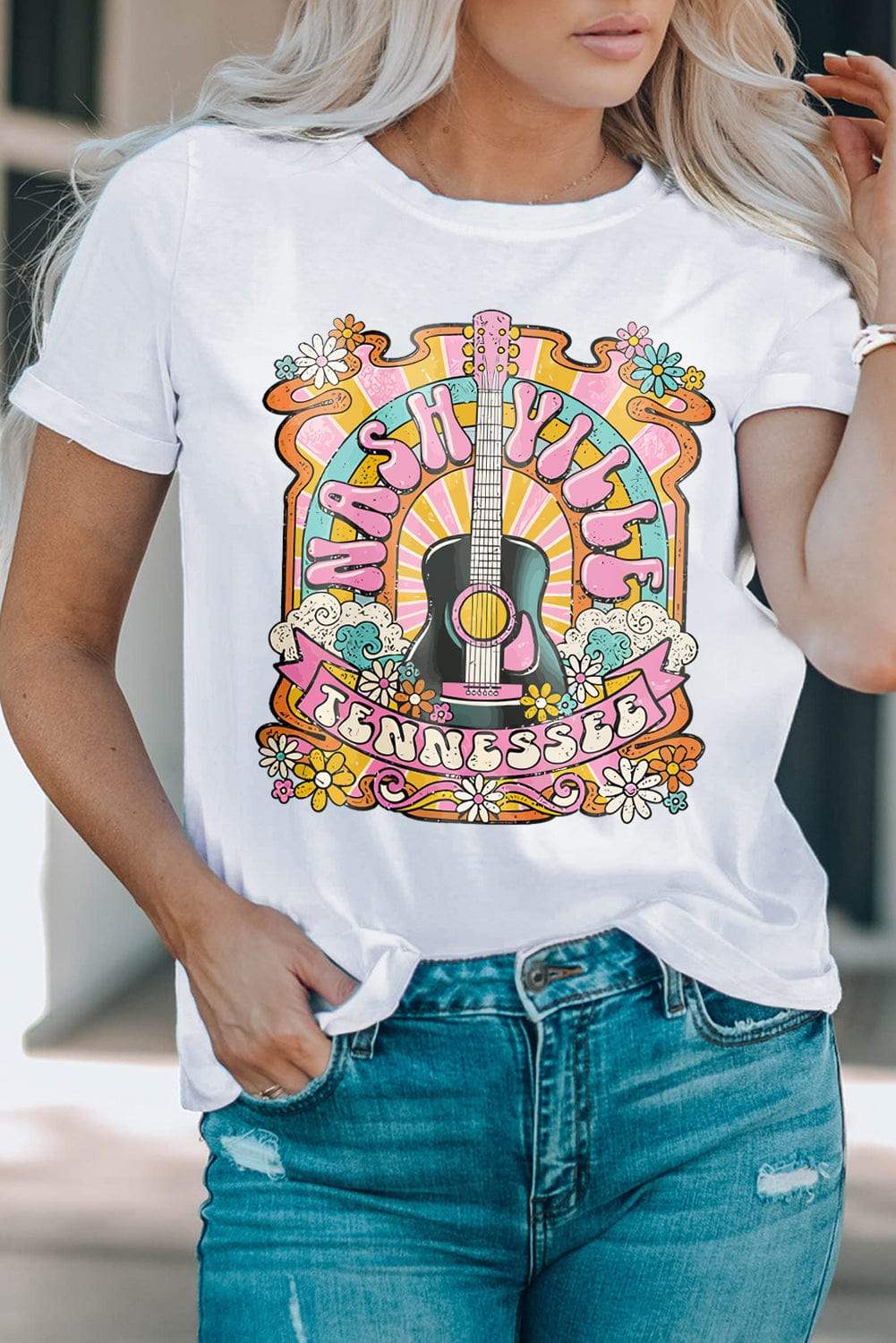 Graphic Round Neck Short Sleeve T-Shirt - Trendsi - Flyclothing LLC