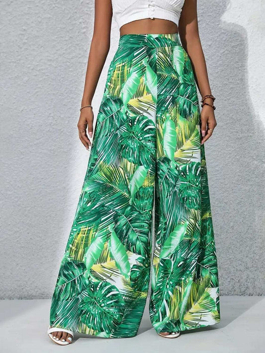 Printed High Waist Wide Leg Pants - Trendsi - Flyclothing LLC