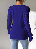 Openwork V-Neck Long Sleeve Sweater - Trendsi - Flyclothing LLC