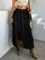 Devine Slit Drawstring Ruffled Skirt - Trendsi - Flyclothing LLC