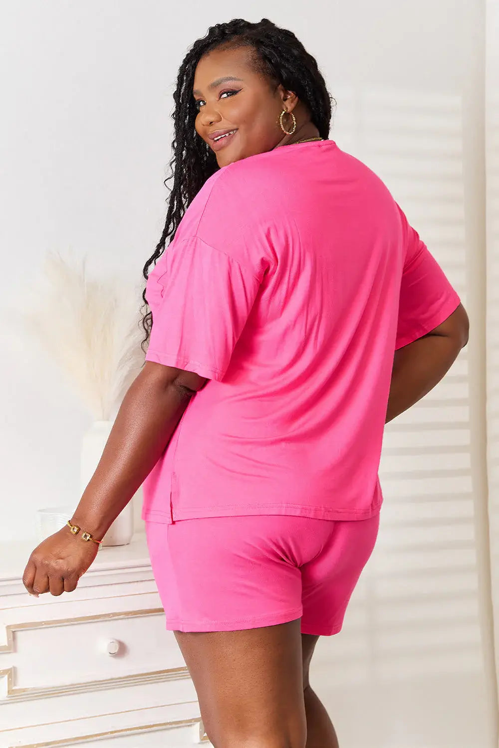 Basic Bae Full Size Soft Rayon Half Sleeve Top and Shorts Set - ShopBasicbae - Flyclothing LLC