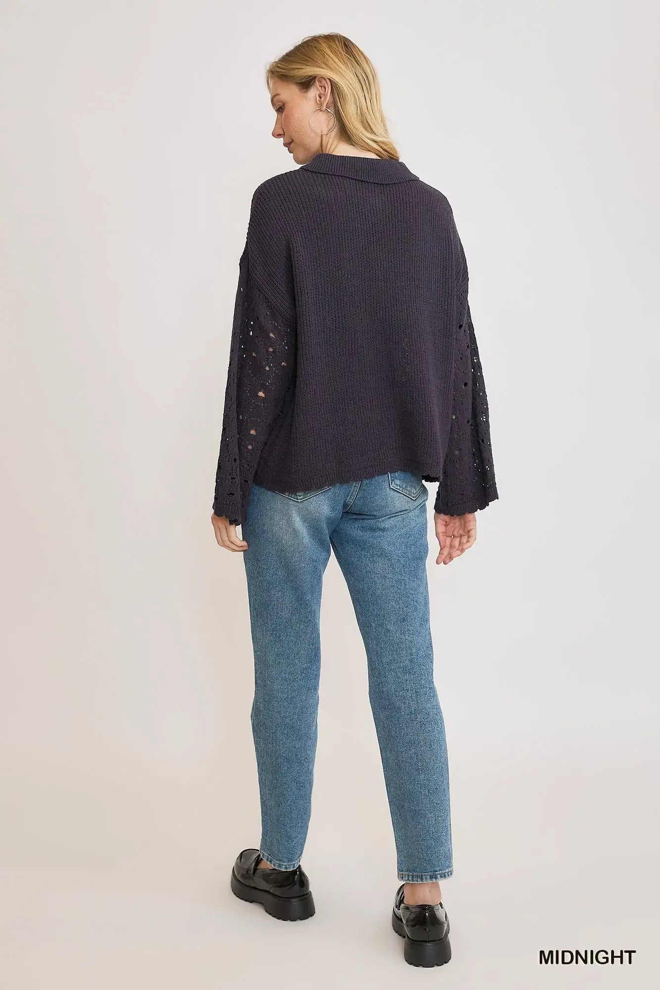Umgee Hollow Out Button Down Cardigan - Trendsi - Flyclothing LLC