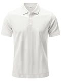 Men's Full Size Ribbed Short Sleeve Polo Plus Size - Trendsi