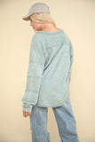 VERY J Washed V-Neck Exposed Seam Knit Top - Trendsi