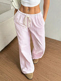 Drawstring Striped Wide Leg Pants - Trendsi - Flyclothing LLC