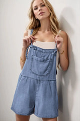 Square Neck Denim Overalls with Pockets - Trendsi - Flyclothing LLC