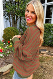 Striped Round Neck Long Sleeve Sweater - Trendsi - Flyclothing LLC