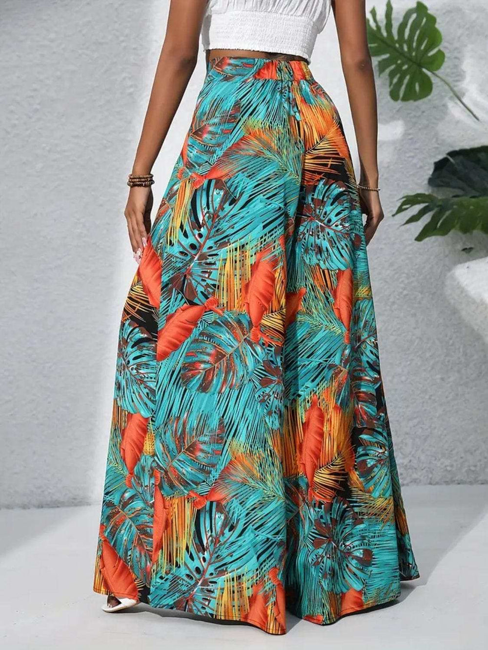 Printed High Waist Wide Leg Pants - Trendsi - Flyclothing LLC