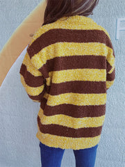 Striped Round Neck Long Sleeve Sweater