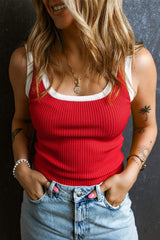 Contrast Trim Ribbed Knit Vest - Trendsi - Flyclothing LLC