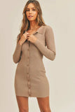 Mable Button Up Ribbed Mini Shirt Dress - Trendsi - Flyclothing LLC