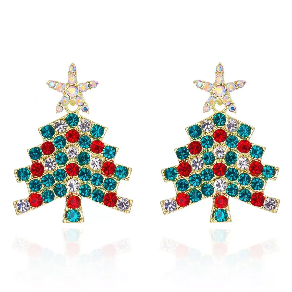 Christmas Tree Rhinestone Earrings - Trendsi - Flyclothing LLC
