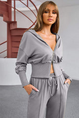 Dropped Shoulder Hoodie and Drawstring Pants Active Set - Trendsi - Flyclothing LLC
