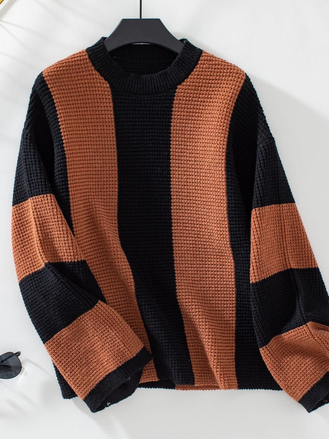 Color Block Round Neck Long Sleeve Sweater - Trendsi