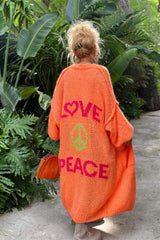 Letter Dropped Shoulder Long Sleeve Cardigan - Trendsi - Flyclothing LLC