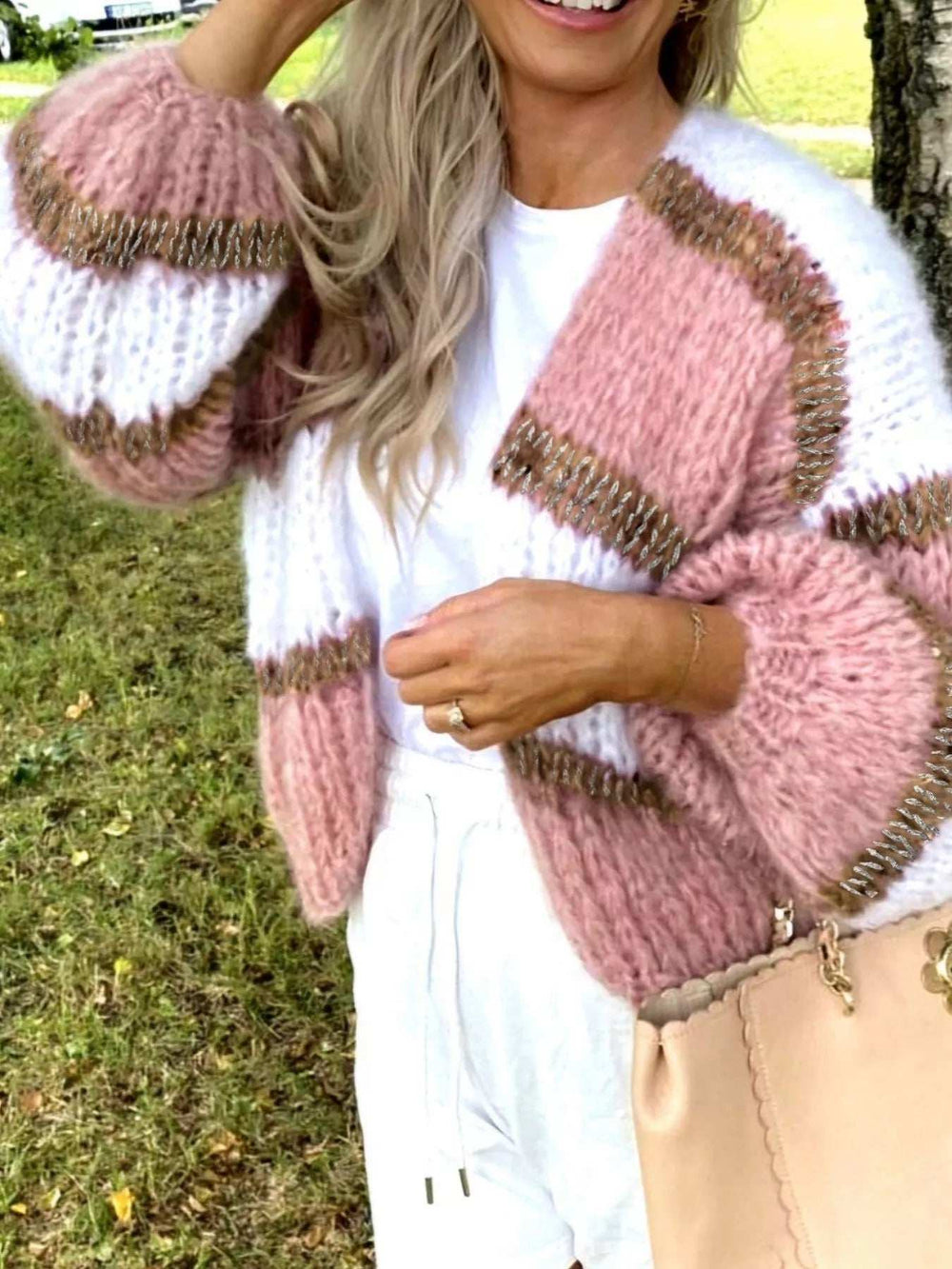 Color Block Open Front Cardigan - Trendsi - Flyclothing LLC