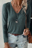 V-Neck Long Sleeve T-Shirt - Trendsi - Flyclothing LLC