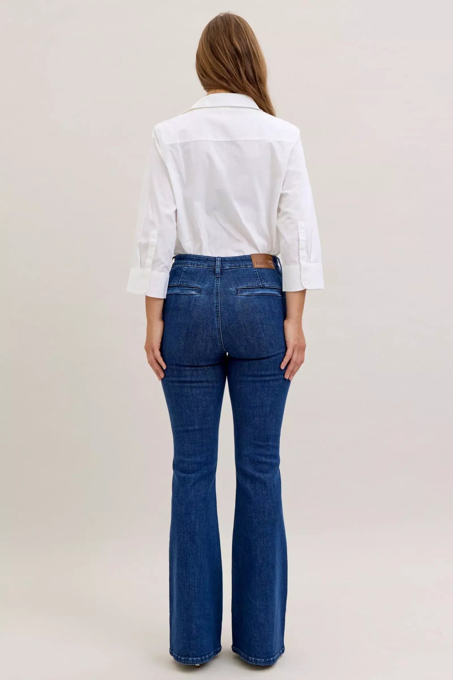 Judy Blue High Waist Flare Jeans with Front Patch Pockets - Trendsi - Flyclothing LLC