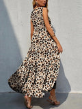 Printed V-Neck Tiered Maxi Tank Dress - Trendsi