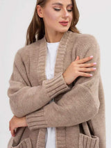 Pocketed Open Front Long Sleeve Longline Cardigan - Trendsi - Flyclothing LLC