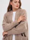 Pocketed Open Front Long Sleeve Longline Cardigan - Trendsi - Flyclothing LLC