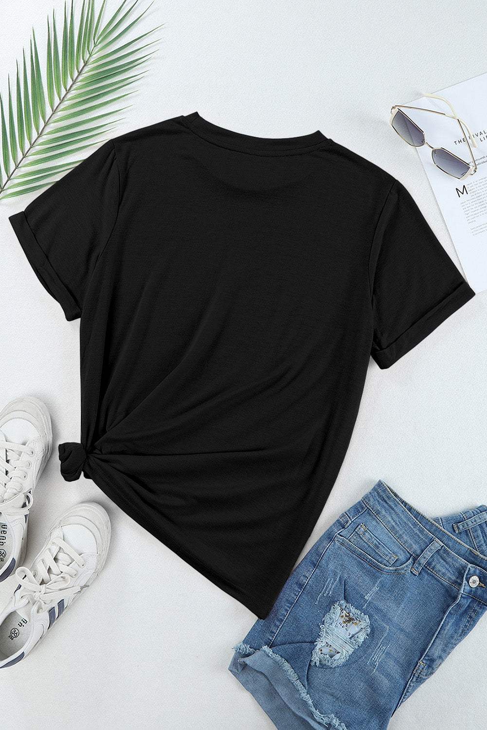 US Flag Round Neck Short Sleeve T-Shirt - Trendsi - Flyclothing LLC