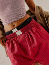 Striped Elastic Waist Shorts - Trendsi - Flyclothing LLC