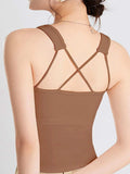Crisscross Scoop Neck Wide Strap Cropped Tank with Chest Pads - Trendsi - Flyclothing LLC