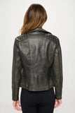 Coalition LA Studded Classic Moto Faux Leather Jacket - Trendsi