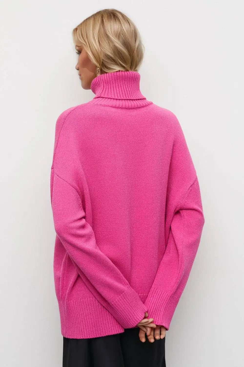Basic Bae Turtleneck Dropped Shoulder Long Sleeve Sweater - Trendsi - Flyclothing LLC