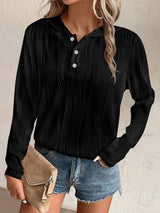 Textured Long Sleeve Hoodie - Trendsi - Flyclothing LLC