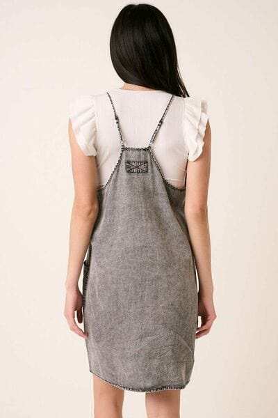 Mittoshop Washed Patch Pocket Mini Cami Denim Dress - Trendsi - Flyclothing LLC