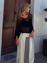 Round Neck Long Sleeve Cover-Up - Trendsi - Flyclothing LLC