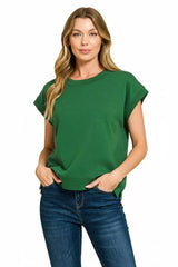 Zenana Scuba Short Sleeve Sweatshirts - Trendsi - Flyclothing LLC