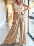 Pocketed Elastic Waist Wide Leg Pants - Trendsi - Flyclothing LLC