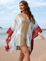Openwork Color Block Plunge Cover-Up - Trendsi - Flyclothing LLC