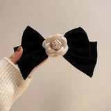 Rose Trim Bow Hair Clip - Trendsi - Flyclothing LLC
