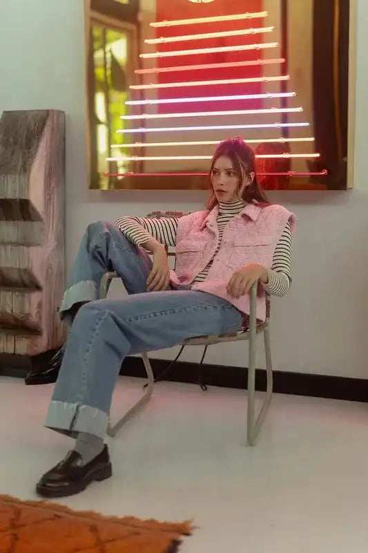 Annie Wear Texture Quilted Snap Down Vest Coat - Trendsi - Flyclothing LLC