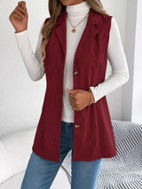 Button-Front Longline Vest Coat - Trendsi - Flyclothing LLC