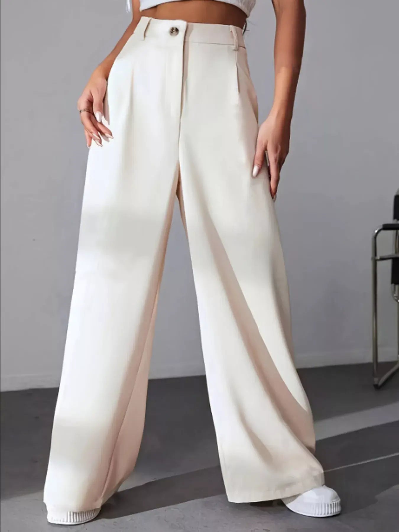 Wide Leg Pleated Pants - Trendsi - Flyclothing LLC
