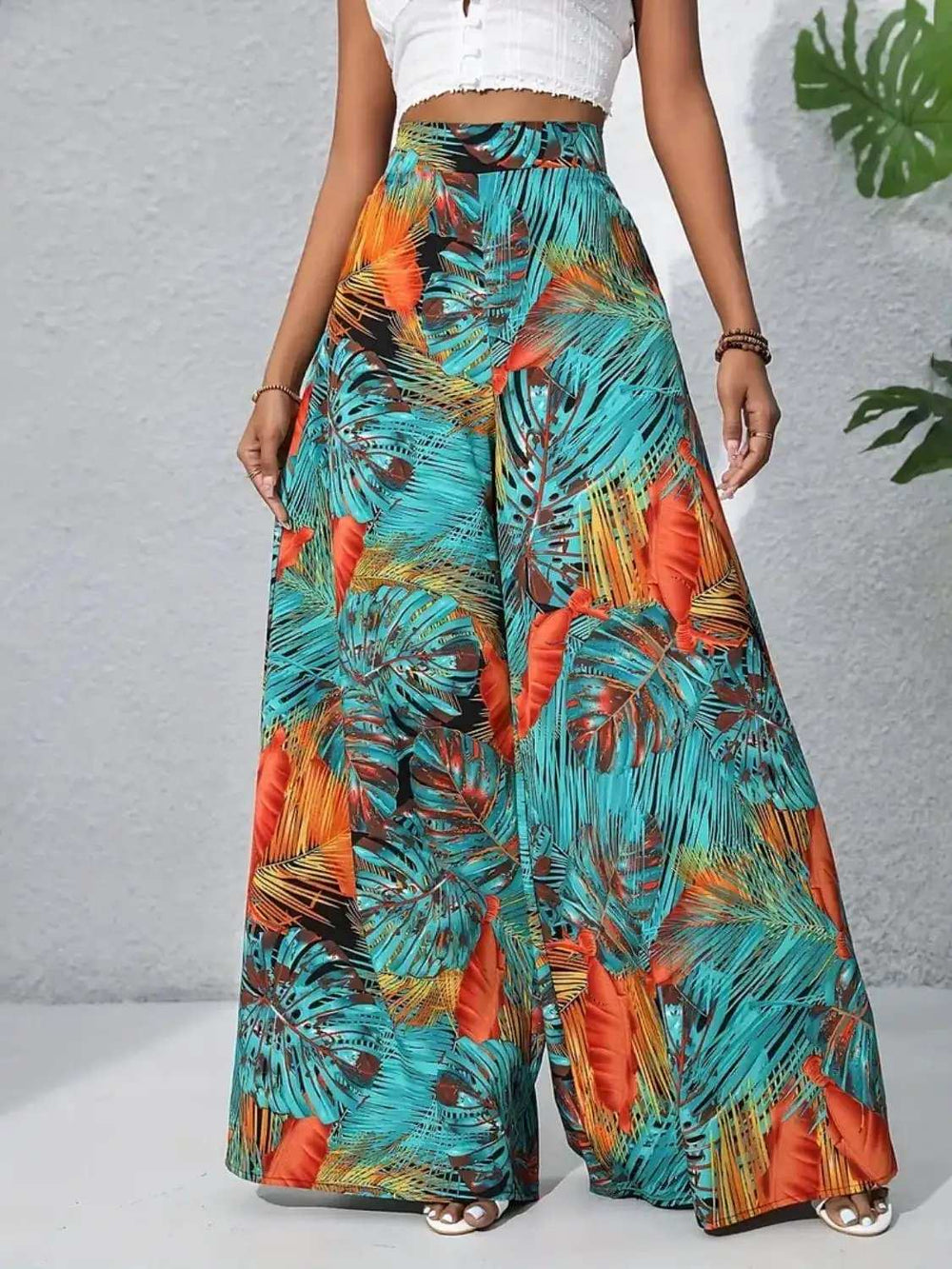 Printed High Waist Wide Leg Pants - Trendsi - Flyclothing LLC