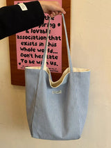 Letter Embroidered Canvas Shoulder Bag - Trendsi - Flyclothing LLC
