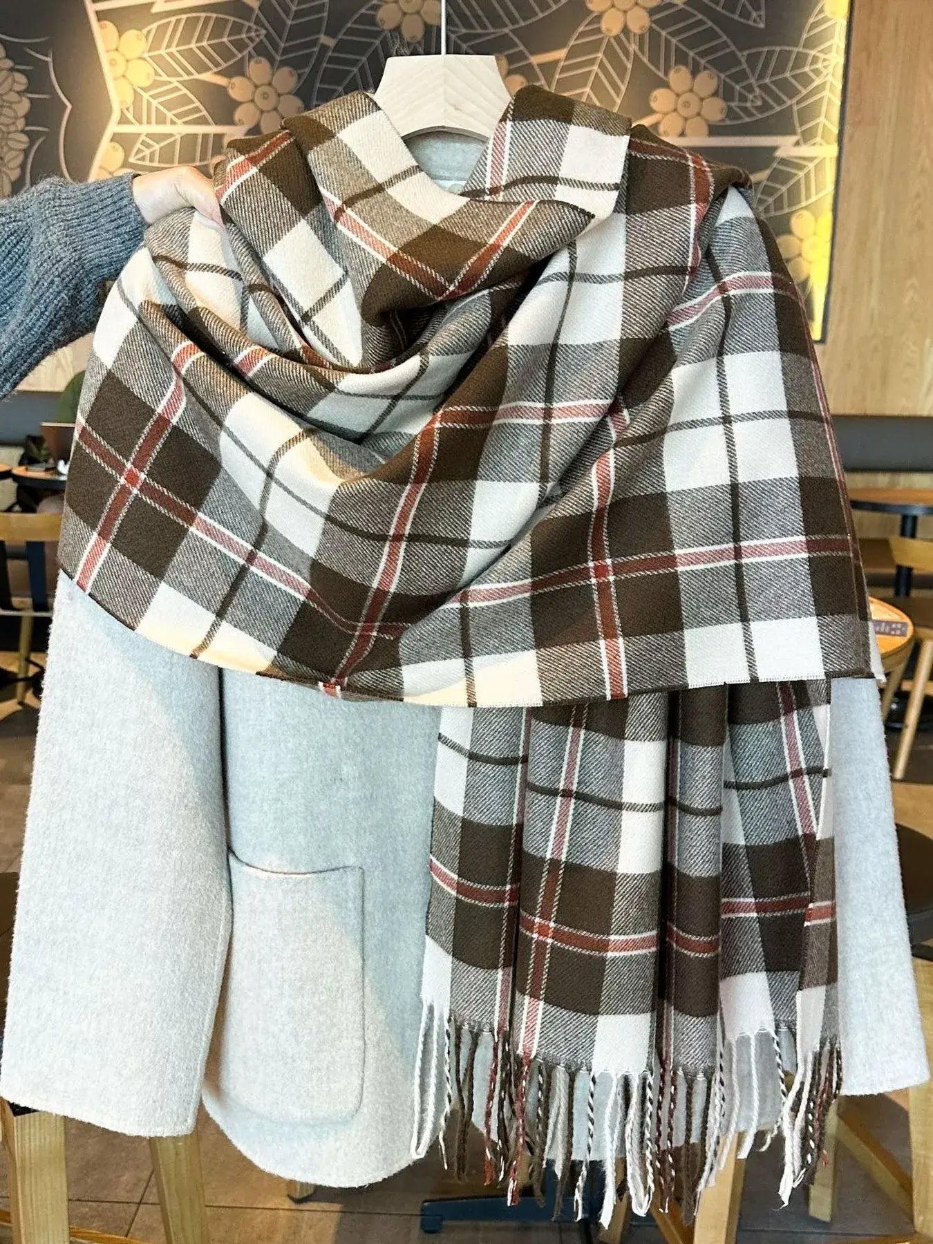 Classic Plaid Fringe Scarf - Trendsi - Flyclothing LLC