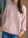 Round Neck Long Sleeve Sweater - Trendsi - Flyclothing LLC
