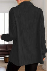 Textured Collared Neck Long Sleeve Shirt - Trendsi - Flyclothing LLC