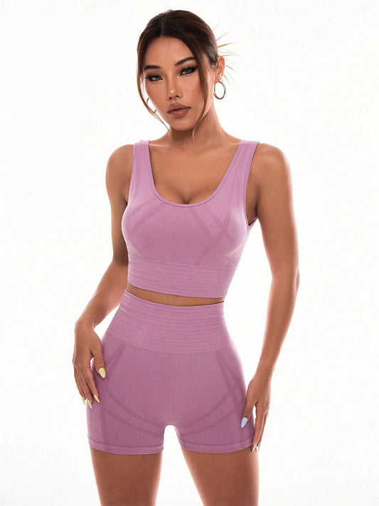 Scoop Neck Wide Strap Top and Shorts Active Set - Trendsi