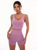 Scoop Neck Wide Strap Top and Shorts Active Set - Trendsi