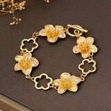 18K Gold-Plated Flower Bracelet - Trendsi - Flyclothing LLC